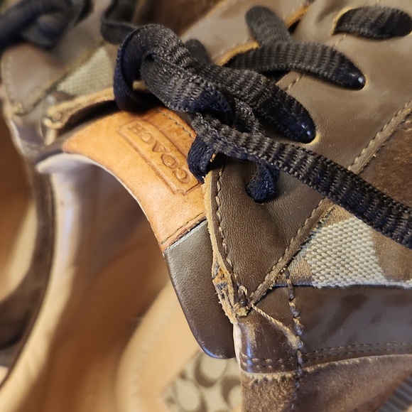 Coach Mens Sneakers 10½ Brown Suede and Monogram - Picture 12 of 13